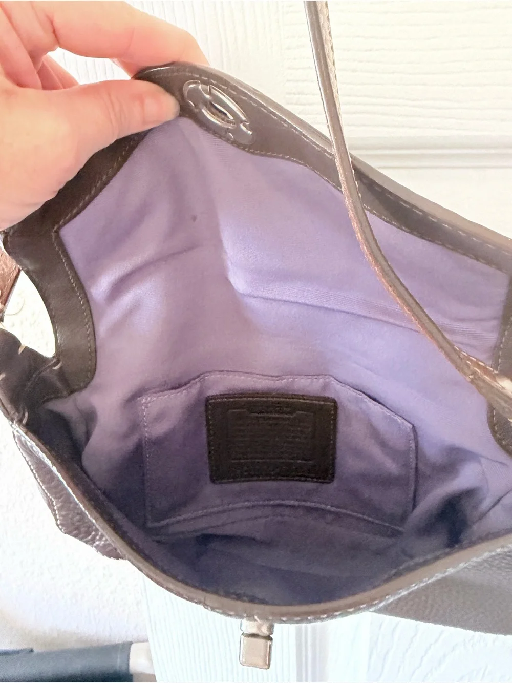 Coach Dark Brown Pebbled Leather Crossbody